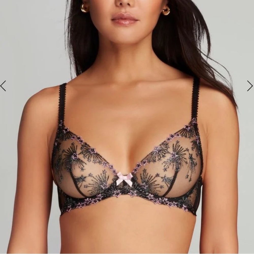agent provocateur kylie sheer black pink bra 32c